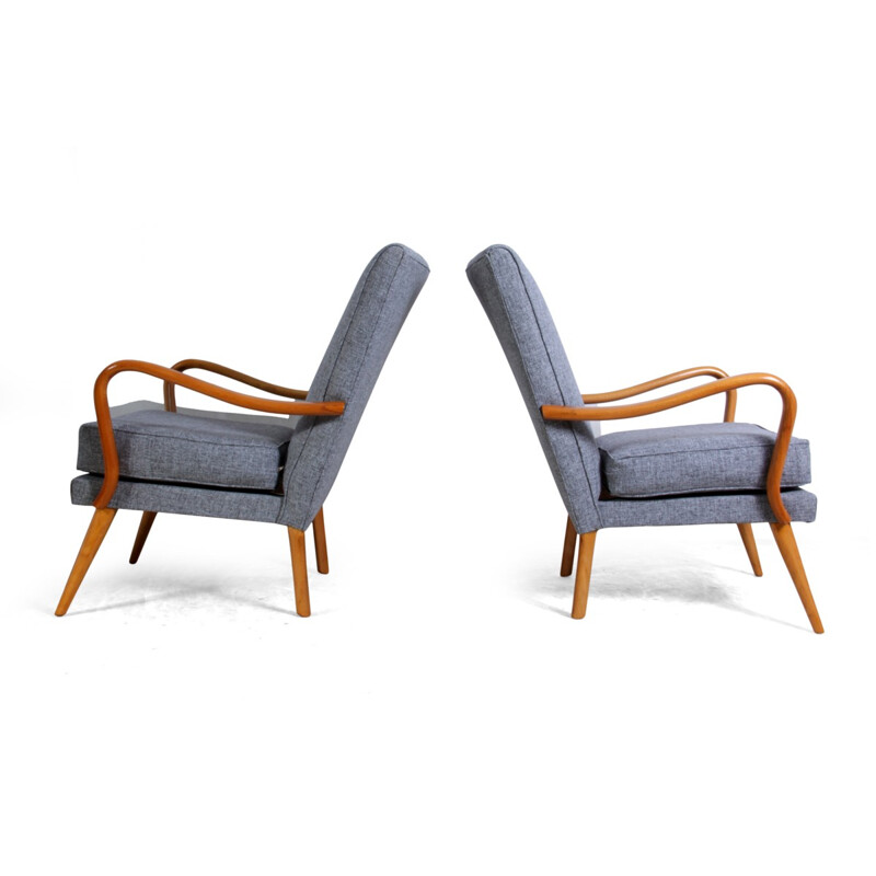 Pair of H.K Furniture "Bambino" armchairs in beech, Howard KEITH - 1950s