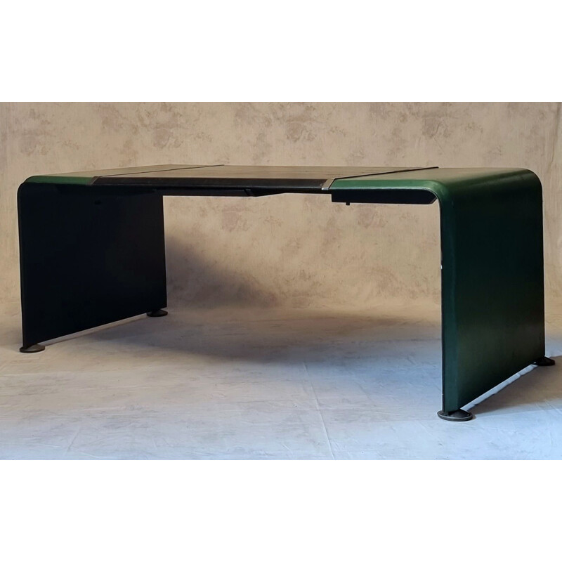 Bureau vintage à cisson en cuir de Matteo Grassi, 1980