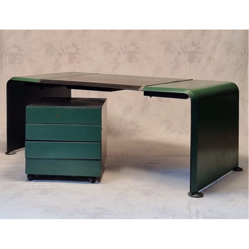 Vintage leather desk by Matteo Grassi, 1980