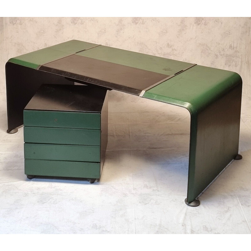 Vintage leather desk by Matteo Grassi, 1980