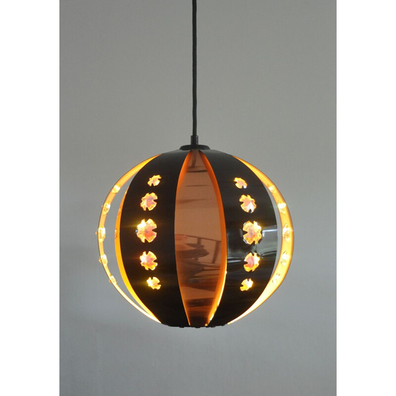 Danish vintage copper pendant lamp by Werner Schou for Coronell