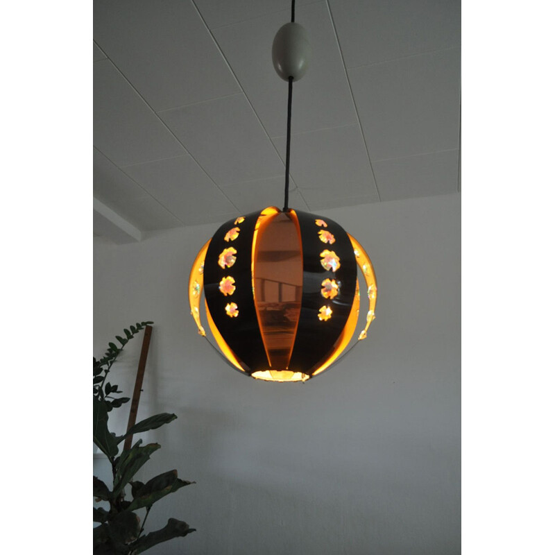 Danish vintage copper pendant lamp by Werner Schou for Coronell