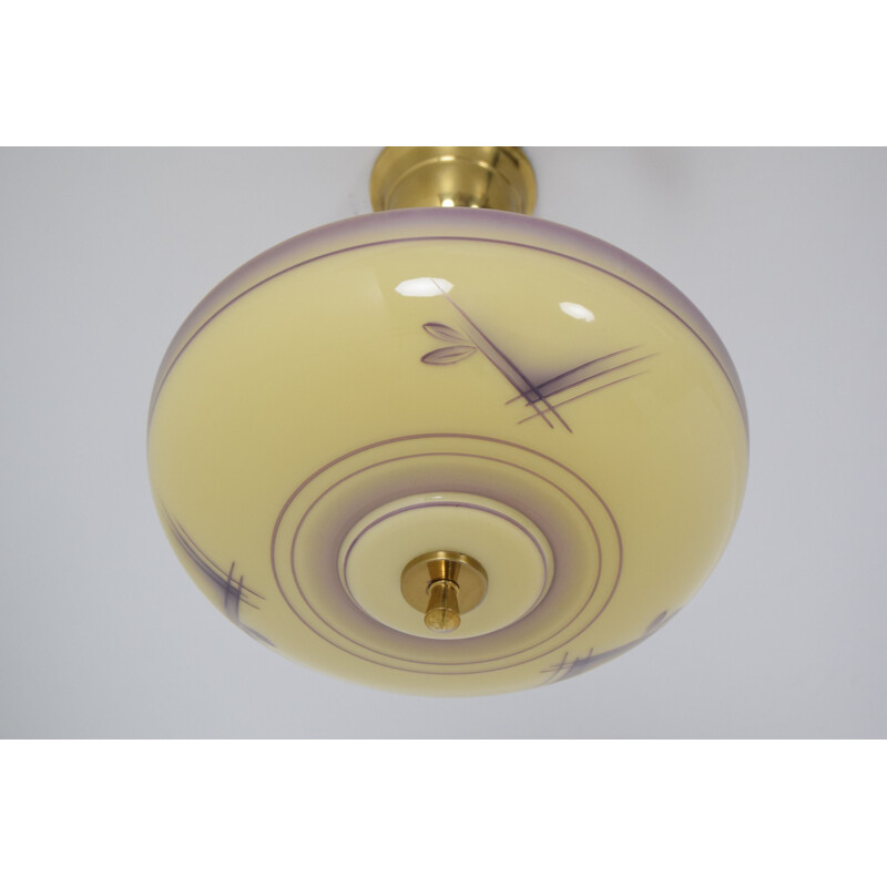 Vintage Art Deco glass pendant lamp, Czechoslovakia 1930