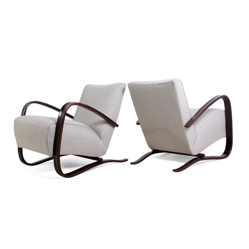 Pair of Thonet "H269" armchairs in beech, Jindrich HALABALA - 1930s