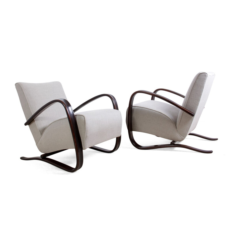 Pair of Thonet "H269" armchairs in beech, Jindrich HALABALA - 1930s