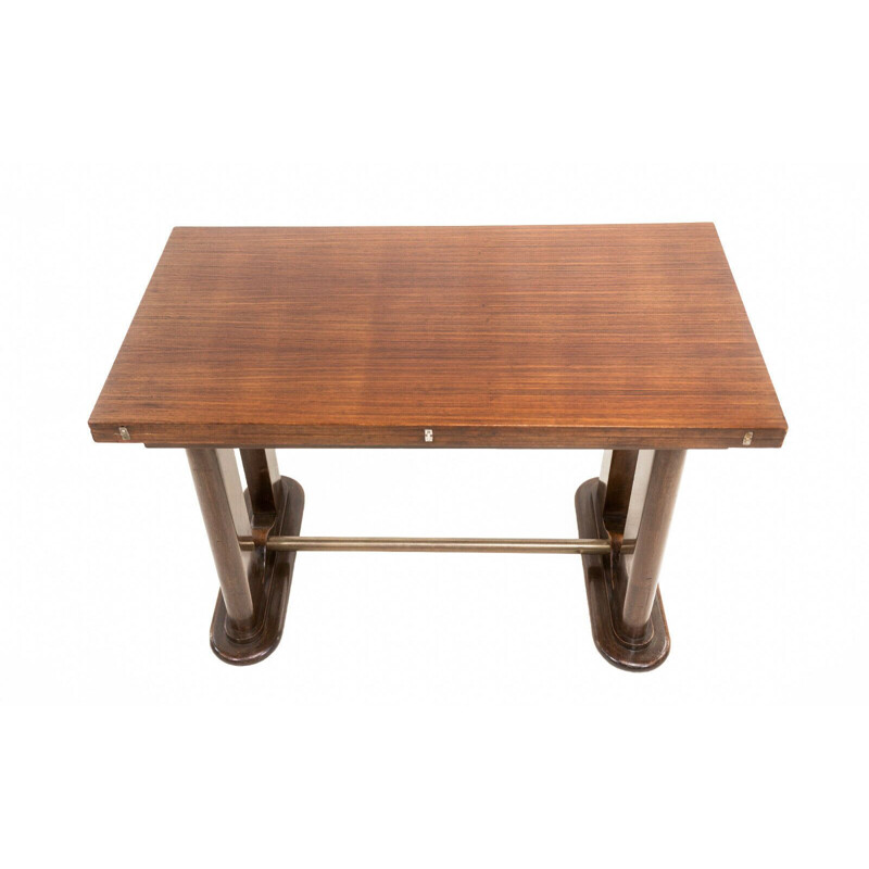 Art Deco French vintage folding exotic wood-topped console, 1930s