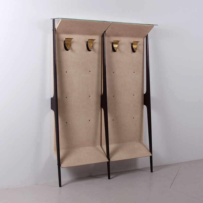 Vintage Italian beige vinyl coat rack, 1950