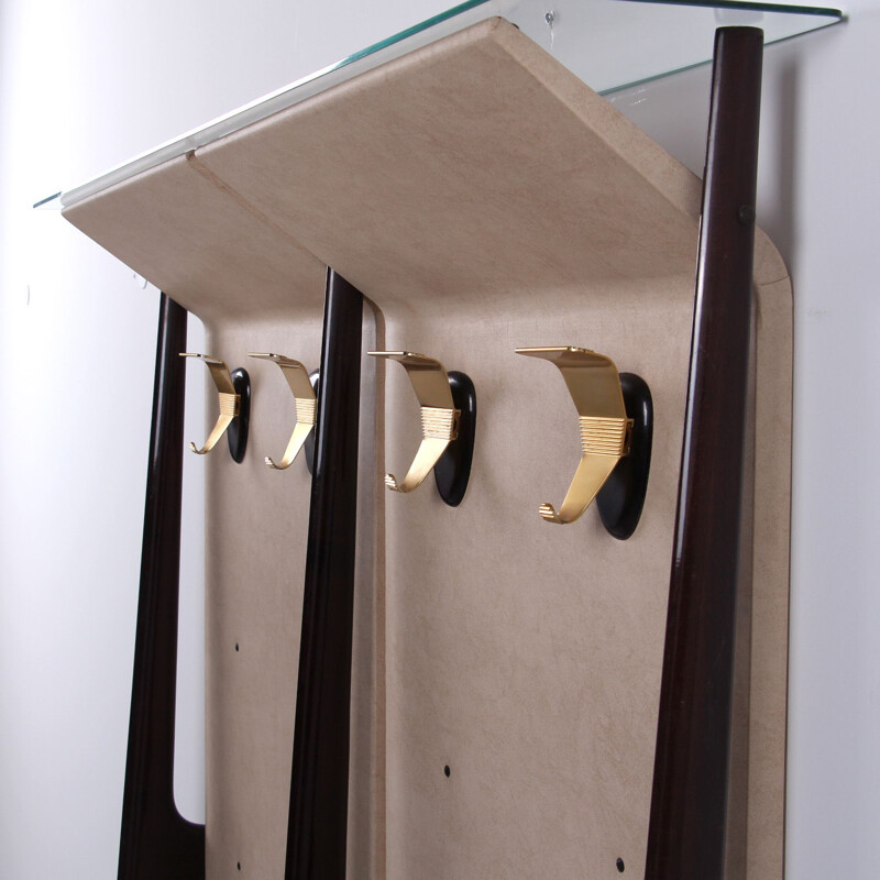 Vintage Italian beige vinyl coat rack, 1950