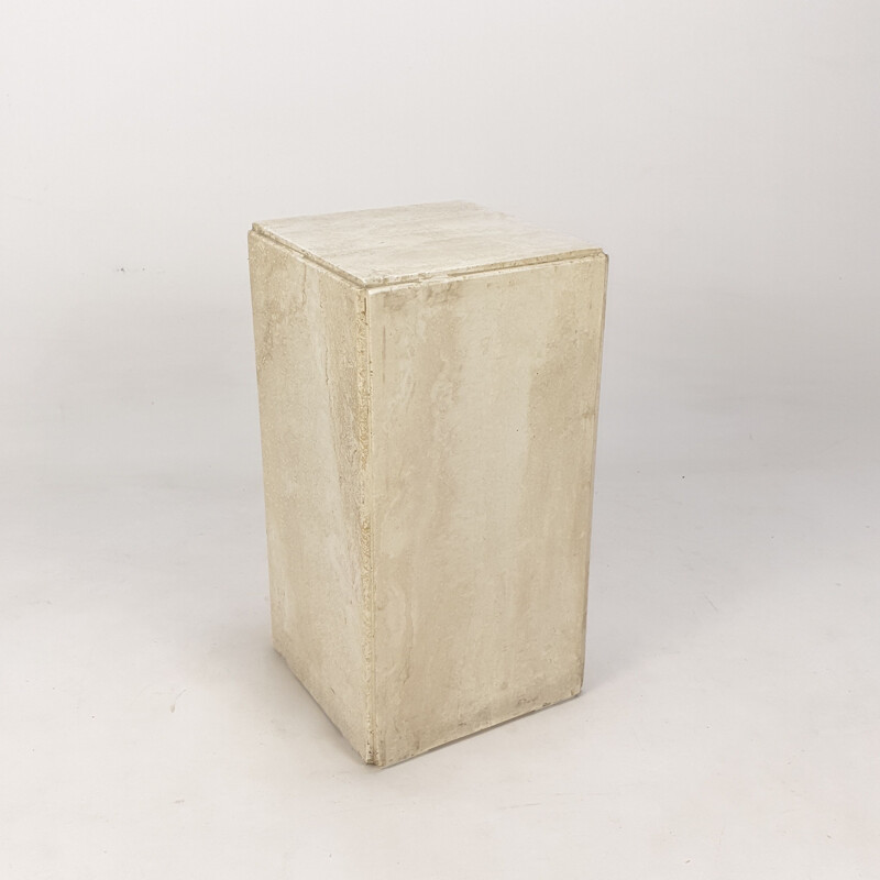 Italian vintage travertine pedestal, 1980s