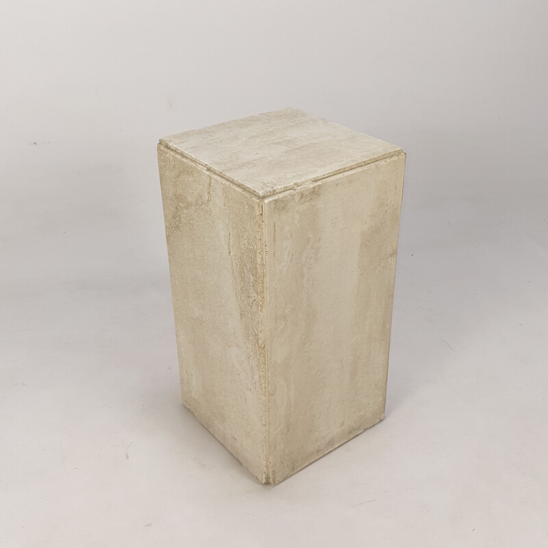 Italian vintage travertine pedestal, 1980s