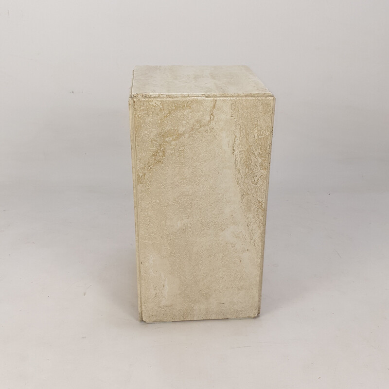 Italian vintage travertine pedestal, 1980s