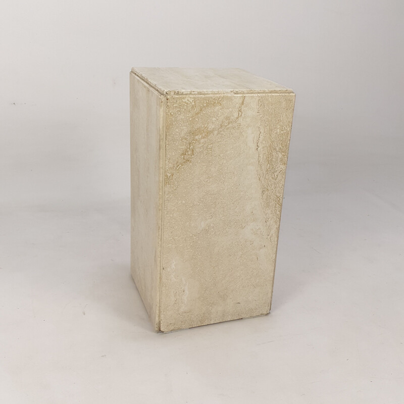 Italian vintage travertine pedestal, 1980s