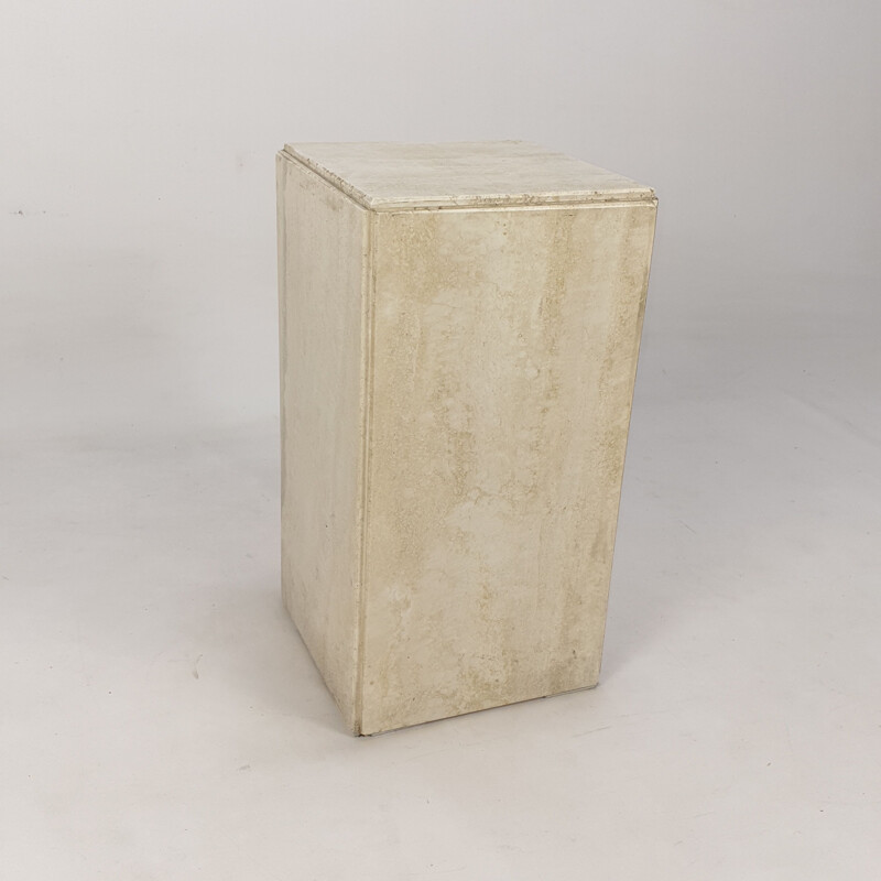 Italian vintage travertine pedestal, 1980s