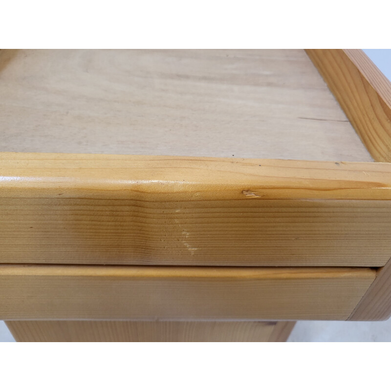 Pair of vintage pine poufs, 1970