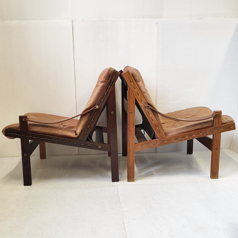 Scandinavian vintage rosewood and leather sofa by Torbjorn Afdal, 1960