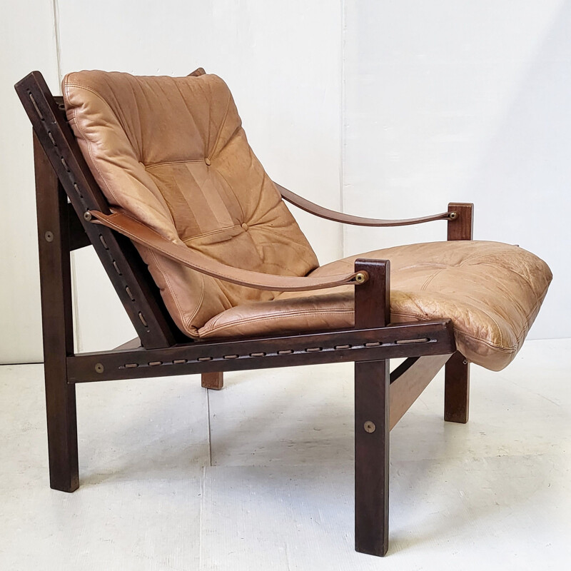 Vintage rosewood and leather armchair by Torbjorn Afdal, 1960