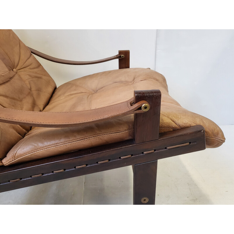 Vintage rosewood and leather armchair by Torbjorn Afdal, 1960