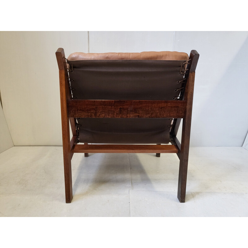 Vintage rosewood and leather armchair by Torbjorn Afdal, 1960