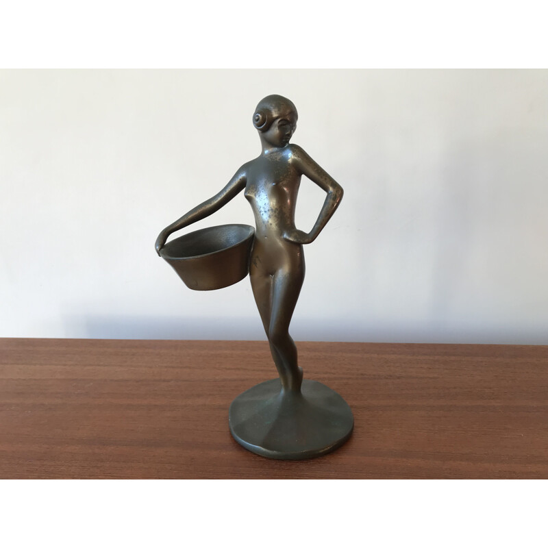 Vintage-Statuette Die Waschfrau aus Bronze