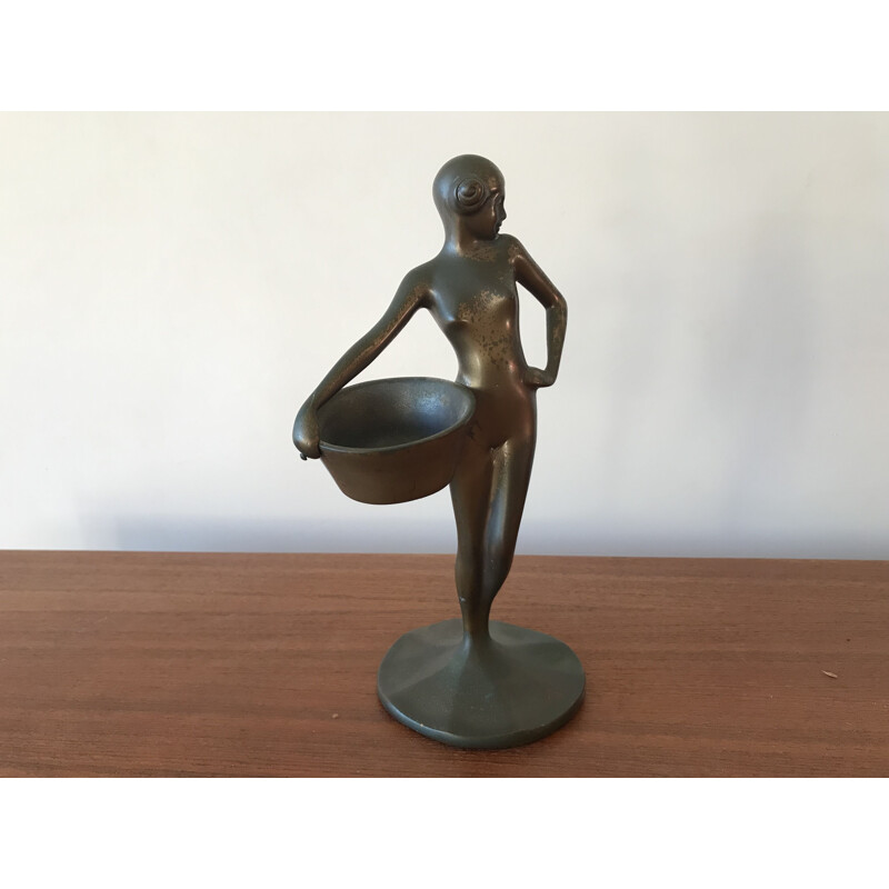 Vintage-Statuette Die Waschfrau aus Bronze
