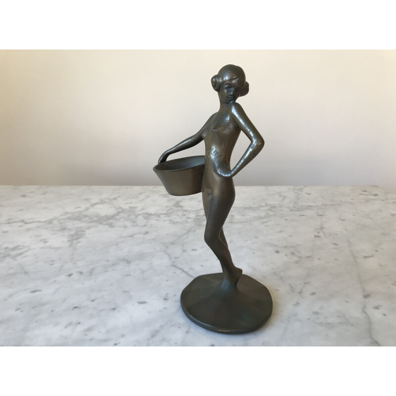 Vintage-Statuette Die Waschfrau aus Bronze