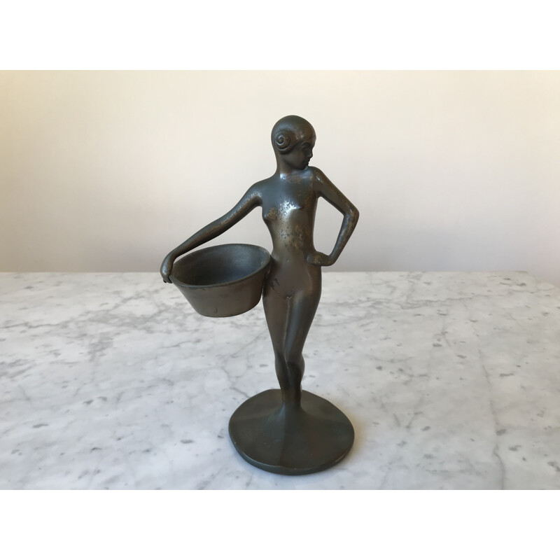 Estatuilla vintage La lavandière en bronce