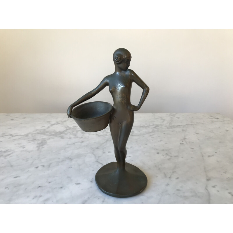 Vintage statuette La lavandière in bronze