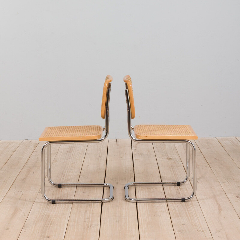 Paire de chaises Cesca italiennes vintage en bois de hêtre par Marcel Breuer, 1980