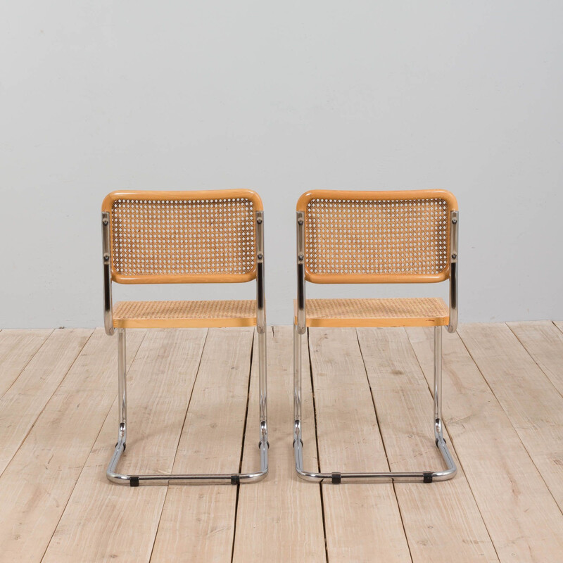 Pair of Italian vintage Cesca chairs in beechwood by Marcel Breuer, 1980s