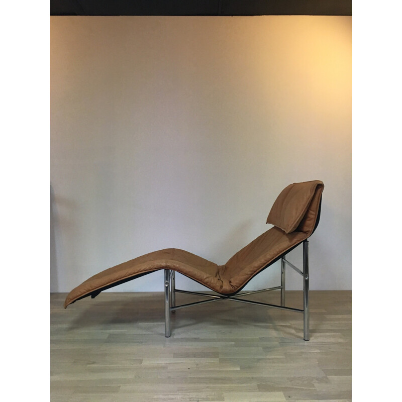 Lounge chair in cognac leather and metal, Tord BJÖRKLUND - 1970s