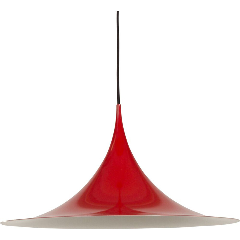 Vintage semi red hanging lamp by Bonderup and Thorup for Fog and Mørup, 1960