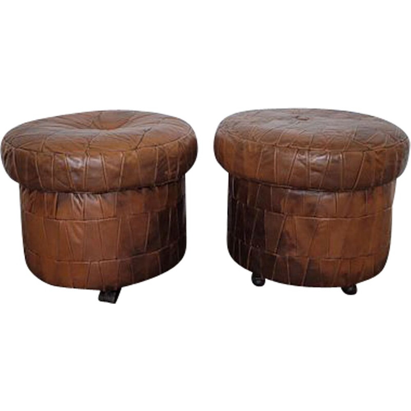 Pair of vintage champagne cork poufs by De Sède, 1970