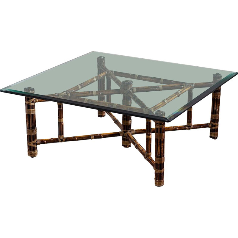 table basse carrée vintage - bambou