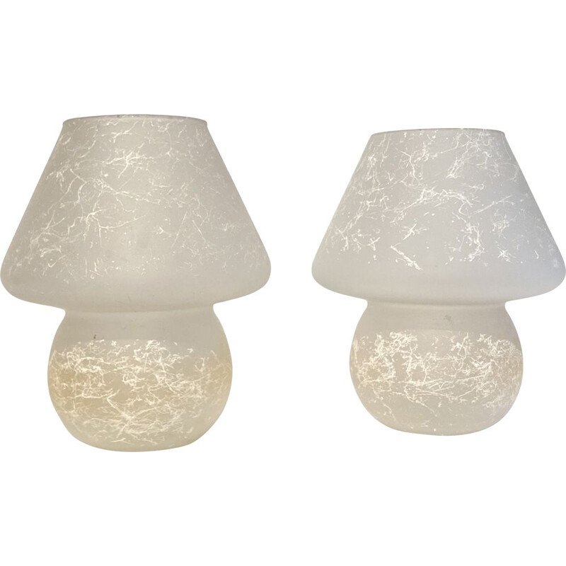 Pair of vintage Murano glass mushroom lamps, 1960