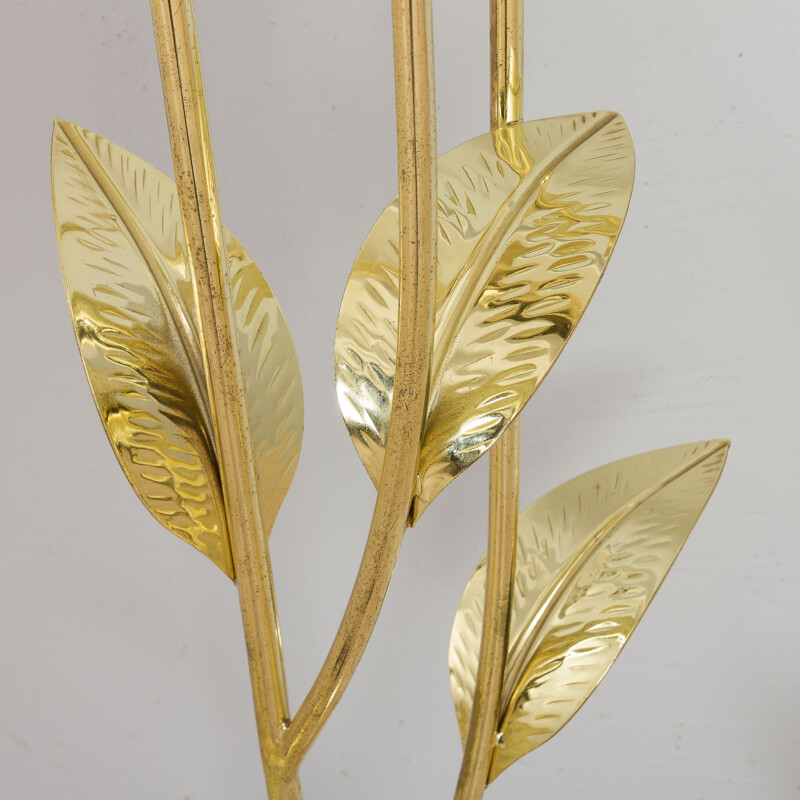 Italian vintage floral brass floor lamp, 1970-1980s