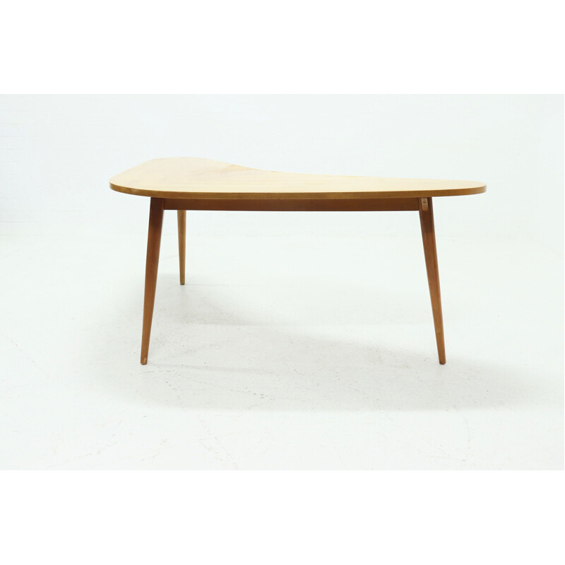 Vintage boomerang desk table in birch, 1950s