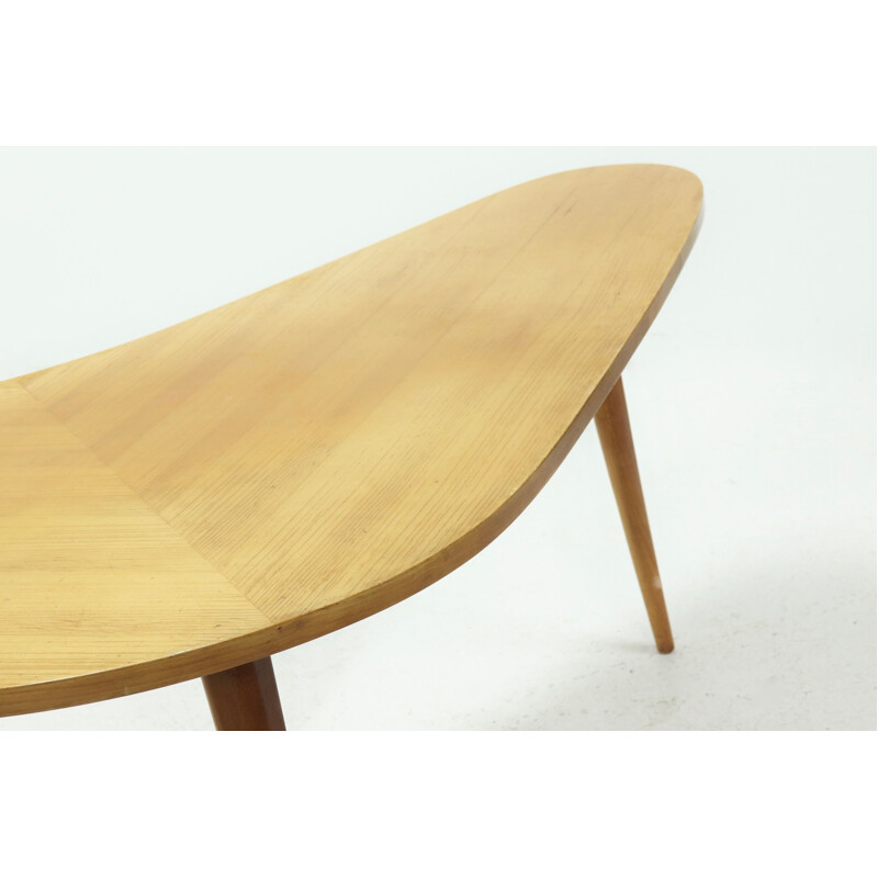 Vintage boomerang desk table in birch, 1950s