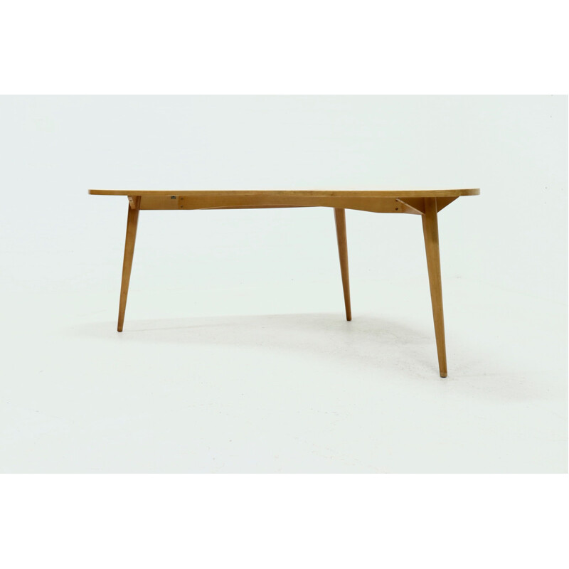 Vintage boomerang desk table in birch, 1950s