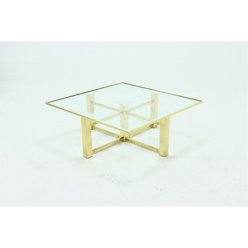 Vintage regency glass coffee table, France 1970