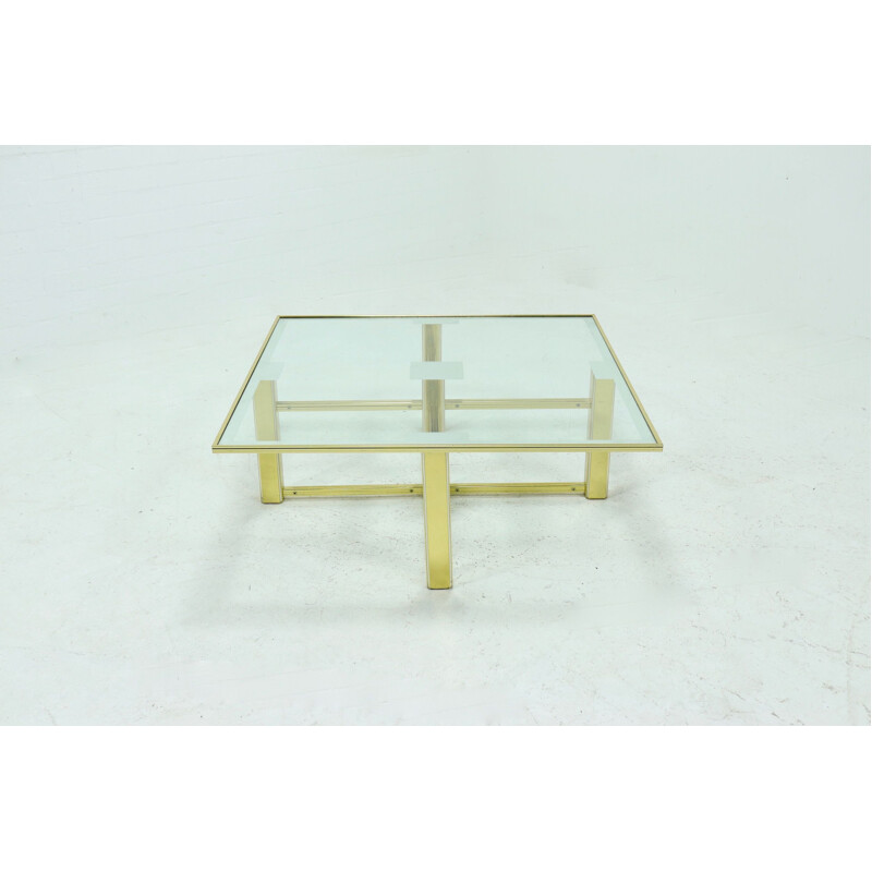 Vintage regency glass coffee table, France 1970