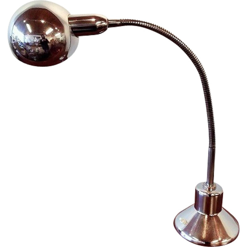 Large industrial Jumo "210" desk lamp in chromed metal - 1940s