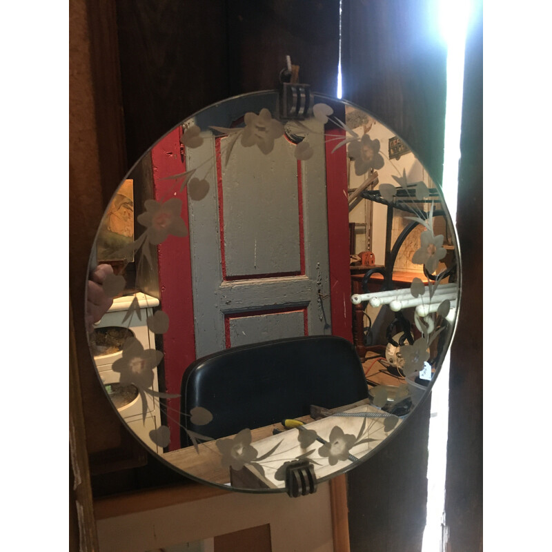 Round vintage mirror