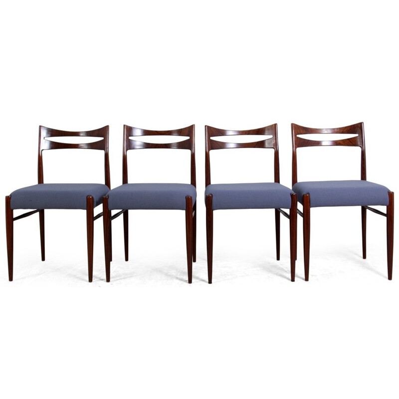Suite de 4 chaises à repas danoises en palissandre - 1950