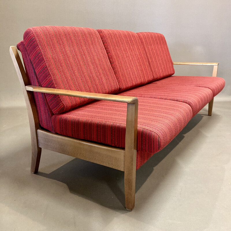 Scandinavian vintage 3-seater sofa bed, 1950