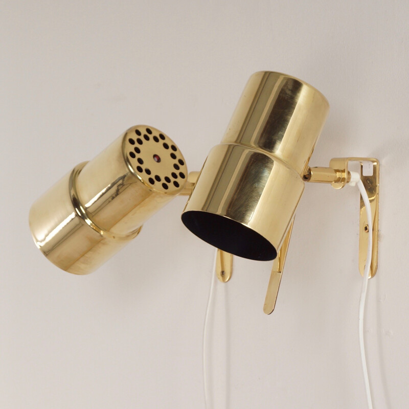 Pair of Swedish AB Markaryd wall lamps in brass, Hans Agne JAKOBSSON - 1970s