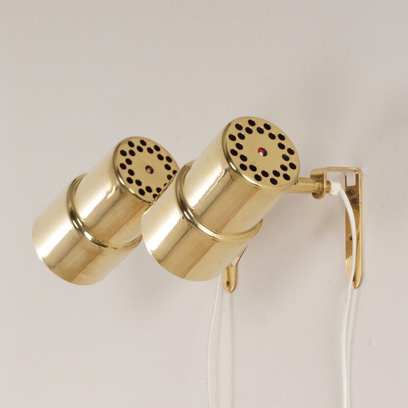 Pair of Swedish AB Markaryd wall lamps in brass, Hans Agne JAKOBSSON - 1970s