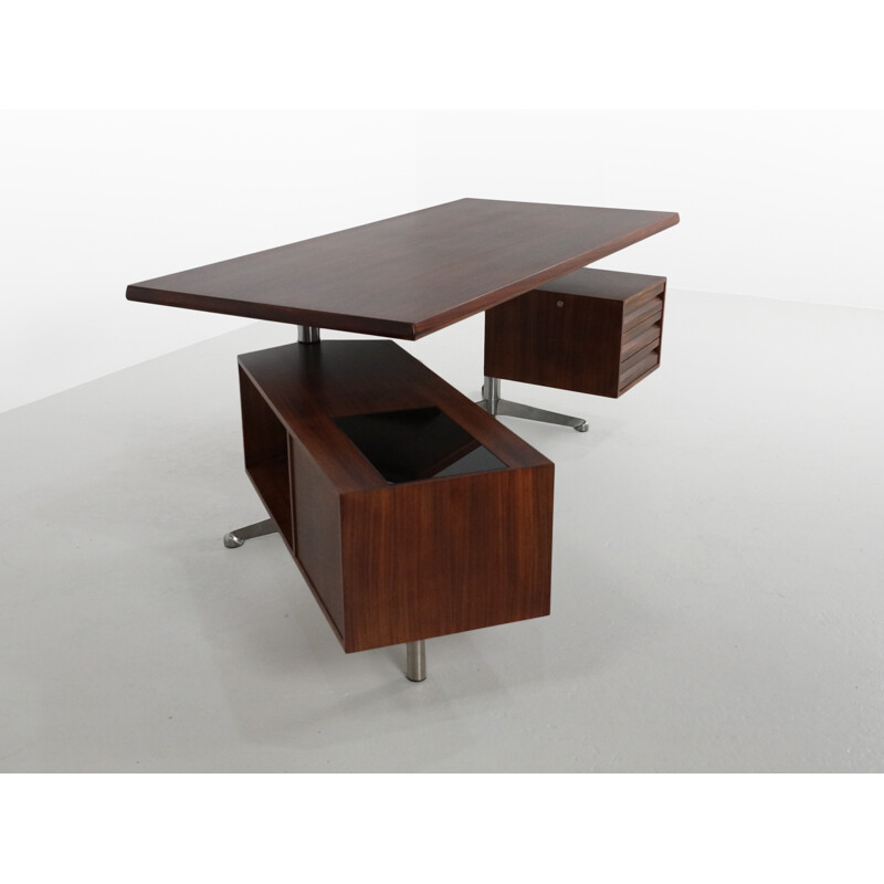 "T96" Tecno Executive rosewood desk, Oslvado BORSANI - 1950s