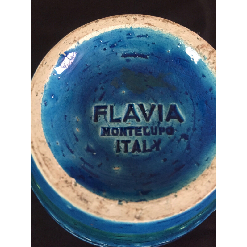 Vaso blu vintage di Aldo Londi per Bitossi