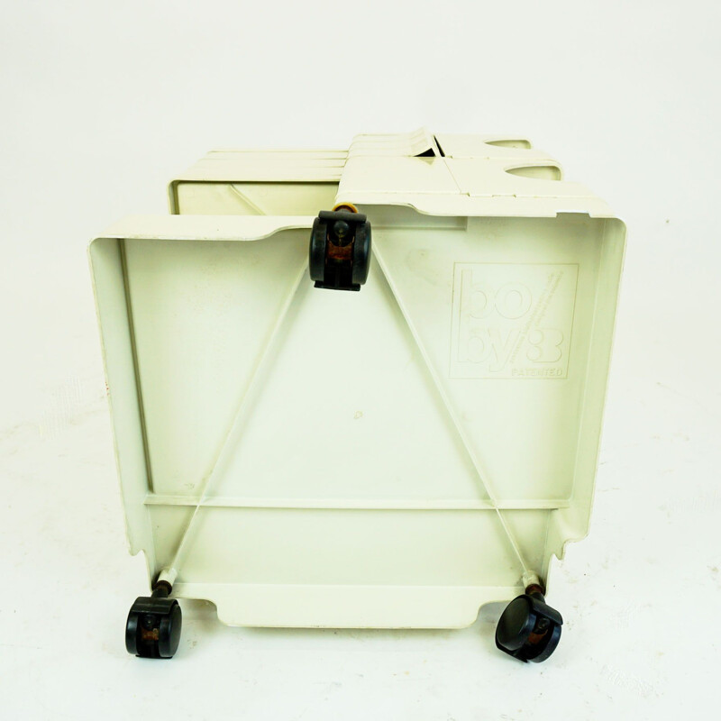 Boby" vintage trolley in wit plastic van Joe Colombo voor Bieffeplast, Italië 1969