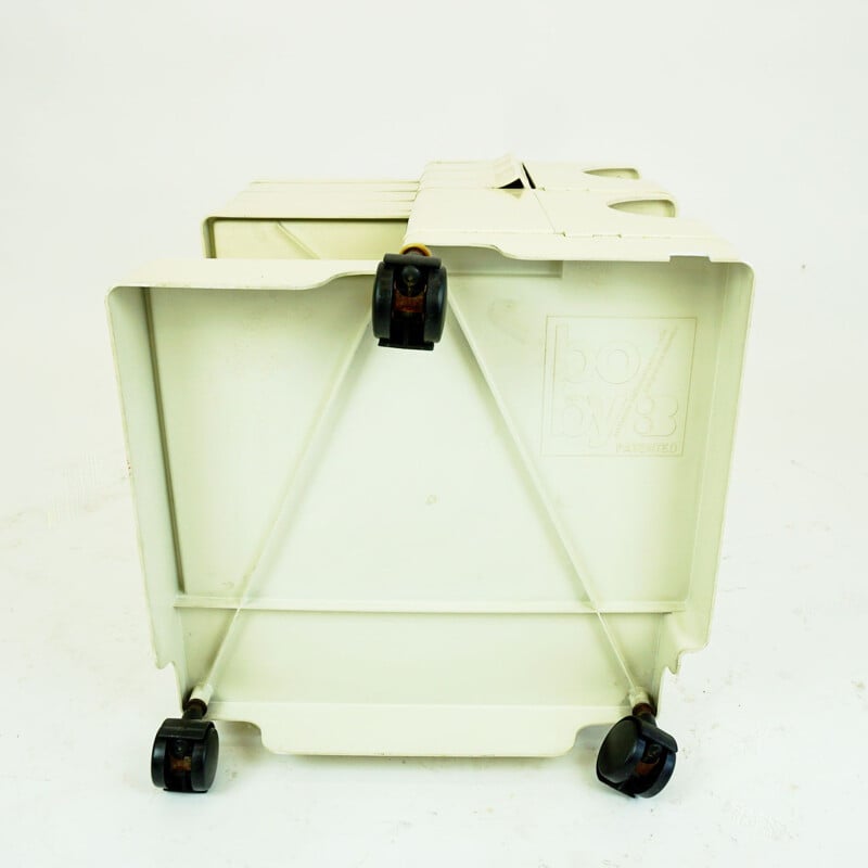 Carrello vintage "Boby" in plastica bianca di Joe Colombo per Bieffeplast, Italia 1969